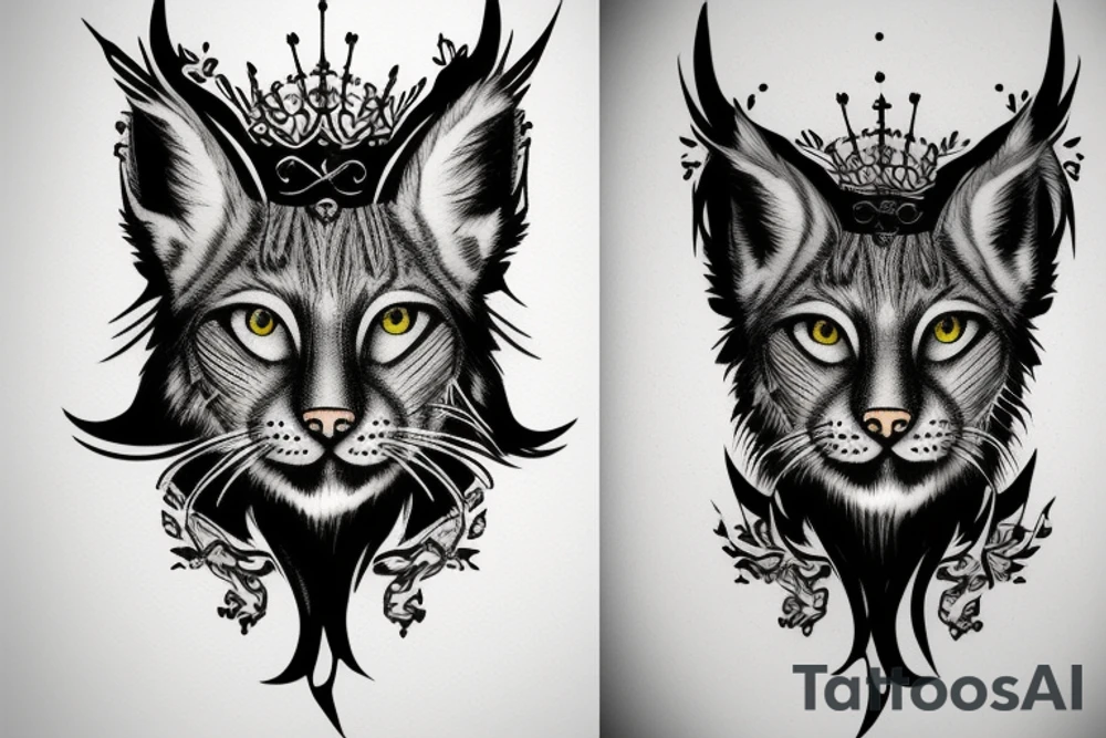 Man with Lynx and crown tattoo idea