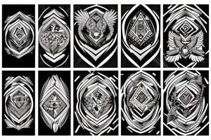 tribal pattern, eagle with diamond in his claws tattoo idea