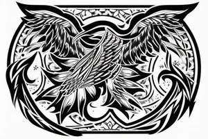 tribal pattern, eagle with diamond in his claws tattoo idea