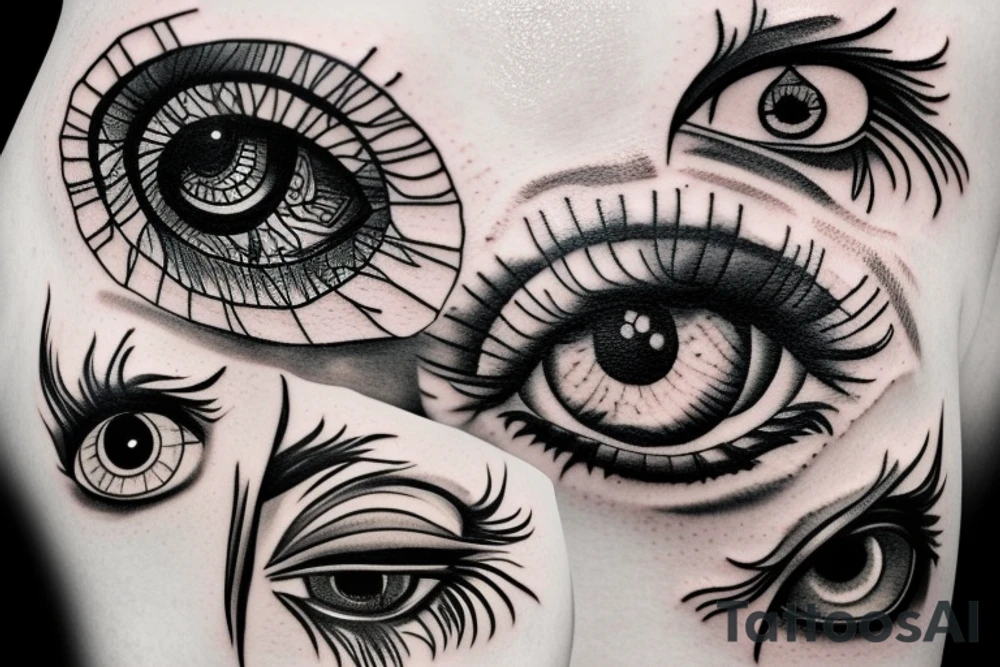 Surreal eyes tattoo idea