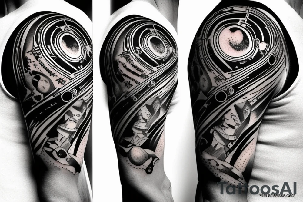 An artist on the moon with a brush in his hand tattoo idea