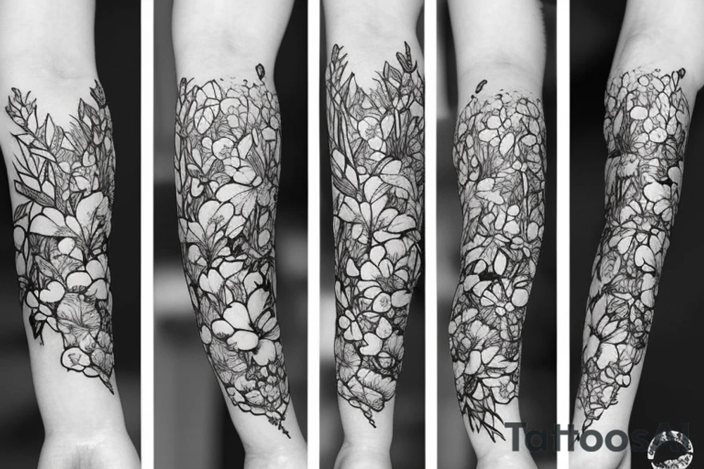 Lines and flowers tattoo idea