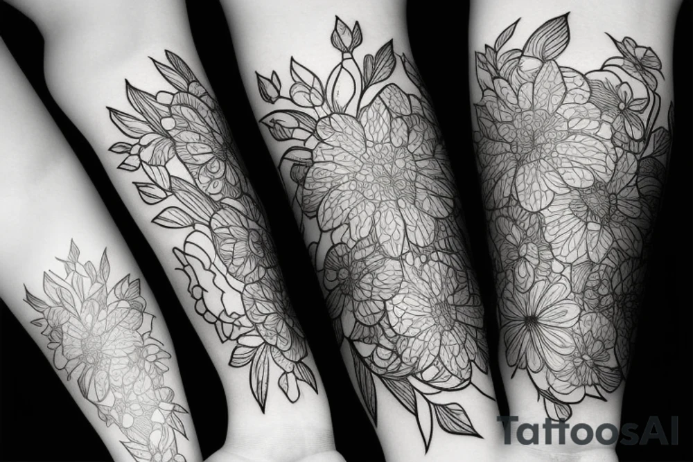 Lines and flowers tattoo idea