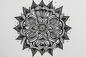 A mandala divided into two parts, a flower that shows the stages of its bloom. Clover tattoo idea