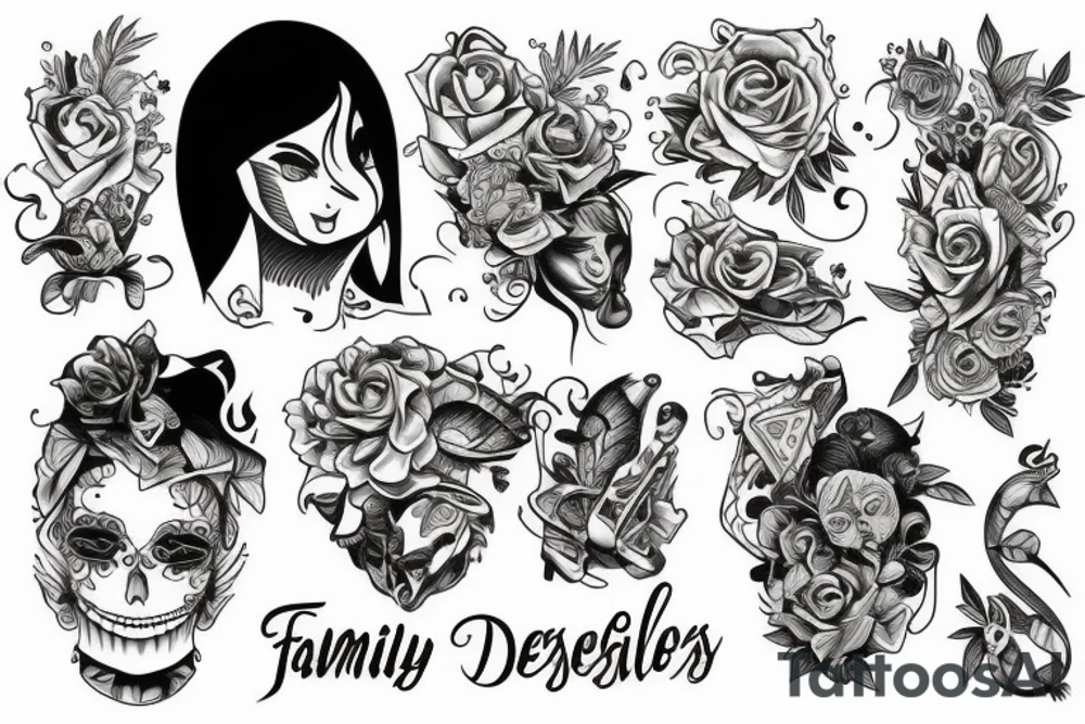 9 family members tattoo idea