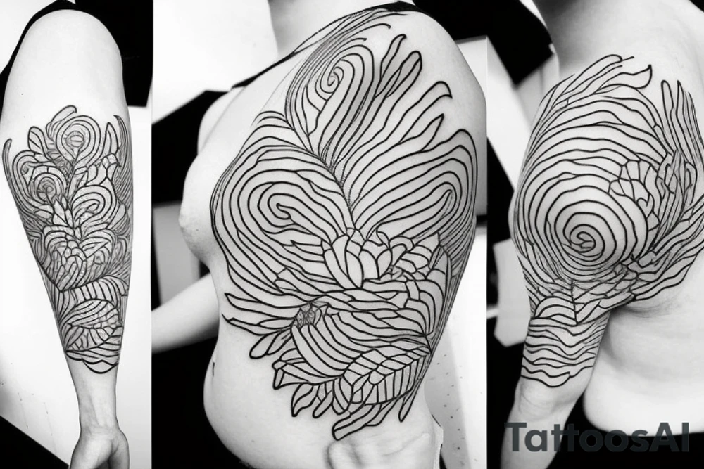Lines and flowers tattoo idea