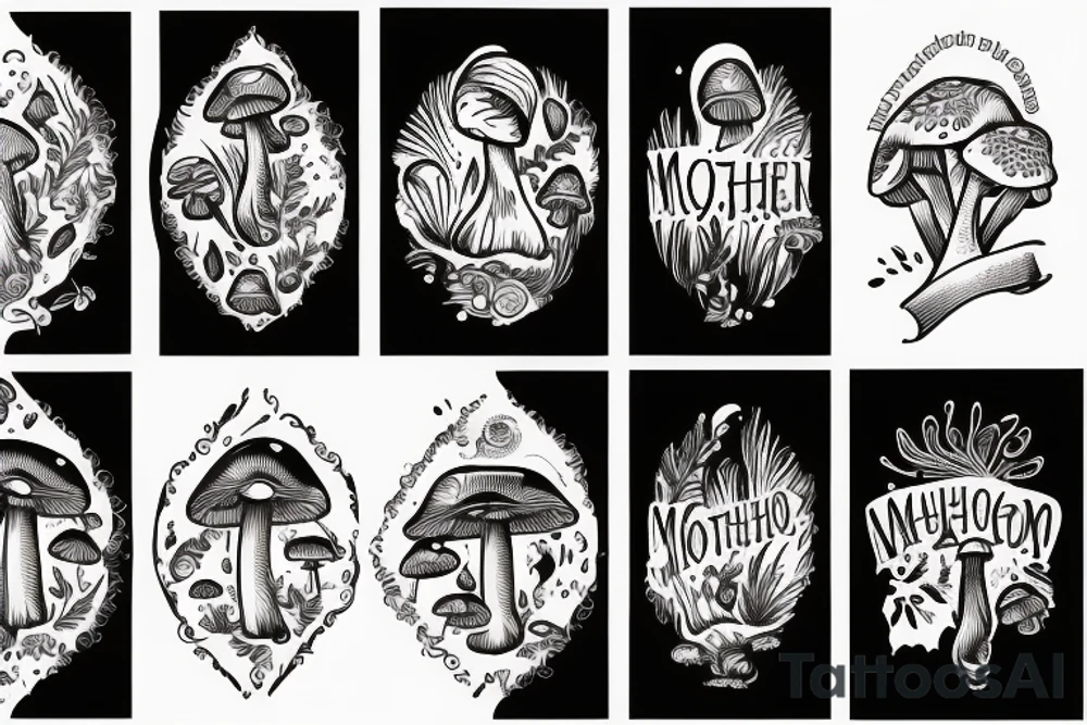 Mother Of land with mushrooms tattoo idea