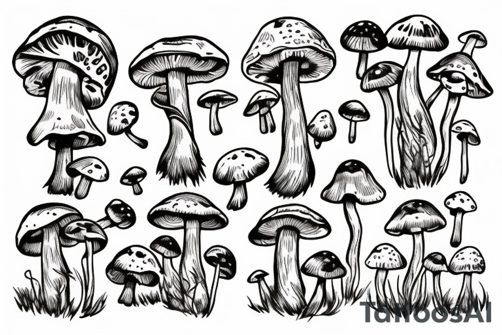Mother Of land with mushrooms tattoo idea