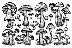 Mother Of land with mushrooms tattoo idea