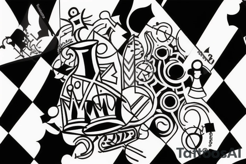 Abstraction with a chessboard, a strategy tattoo idea