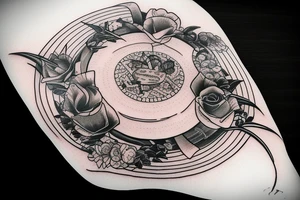 Turntable with a record tattoo idea