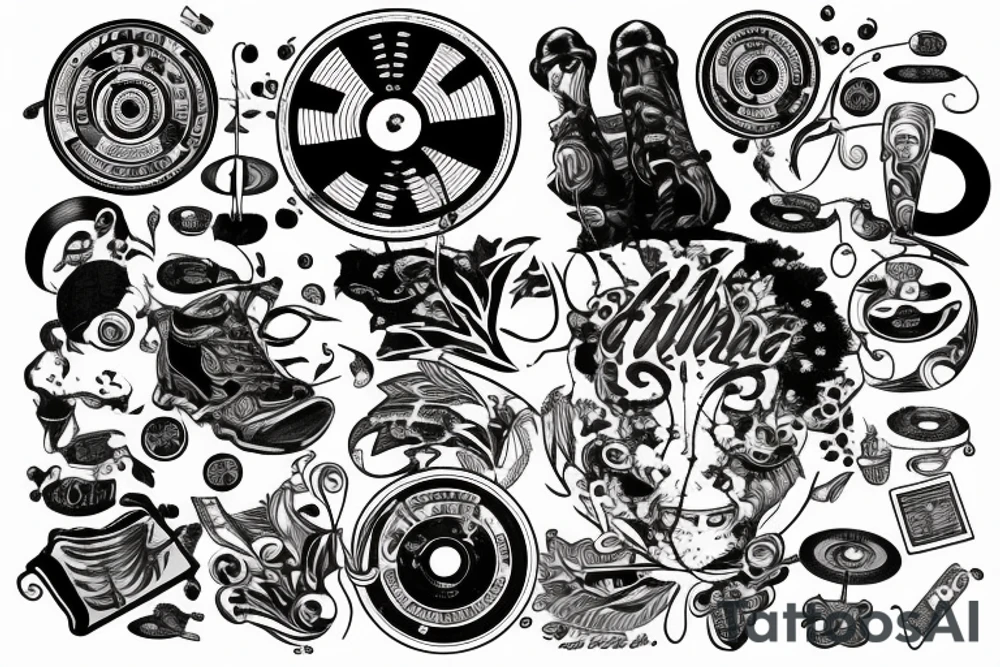 Turntable with a record tattoo idea