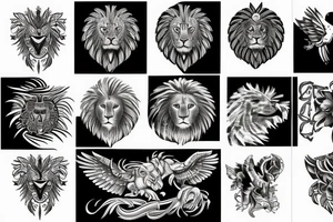 diamond, eagle, lion tattoo idea