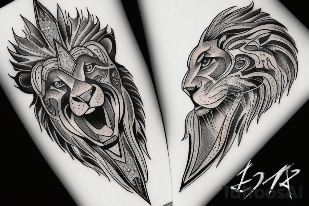 diamond, eagle, lion tattoo idea