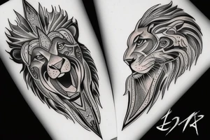diamond, eagle, lion tattoo idea