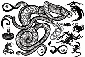 snake with scorpio one together tattoo idea