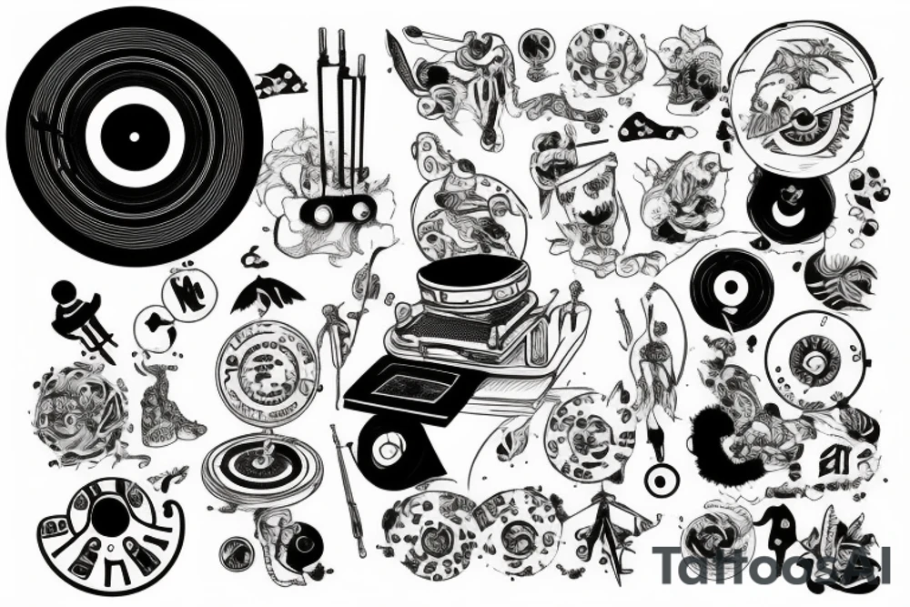 Turntable with a record tattoo idea