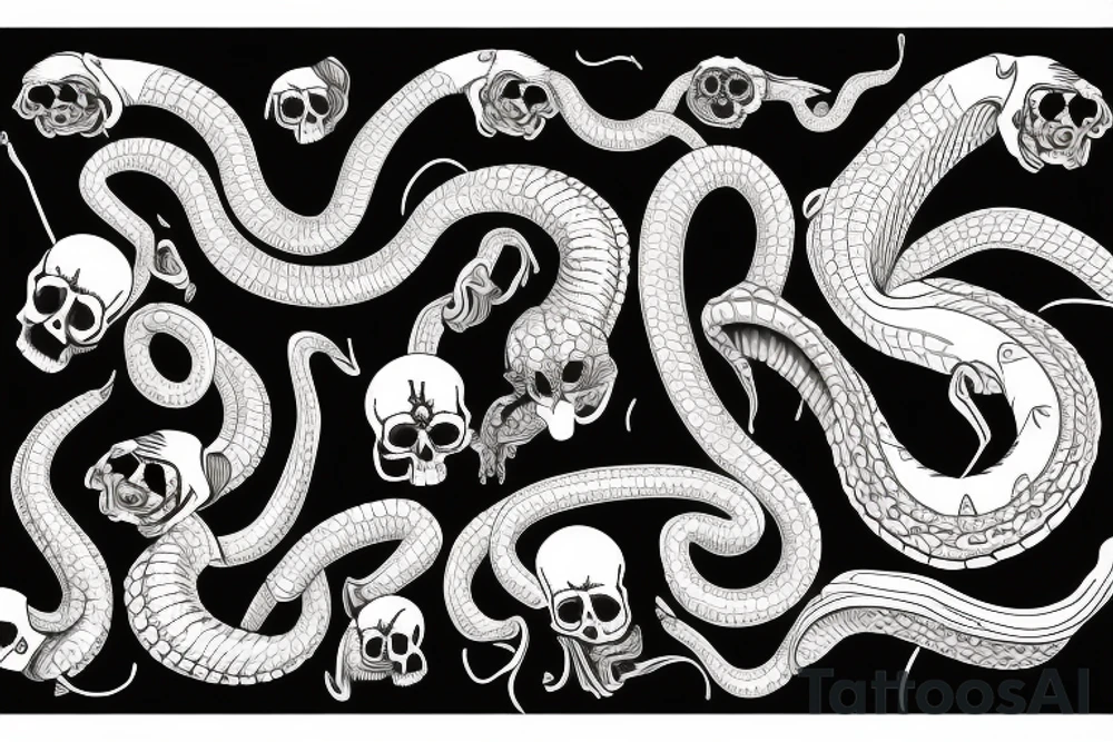 curly snake skeleton tattoo idea