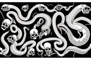 curly snake skeleton tattoo idea
