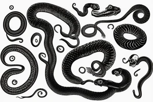 curly snake skeleton tattoo idea