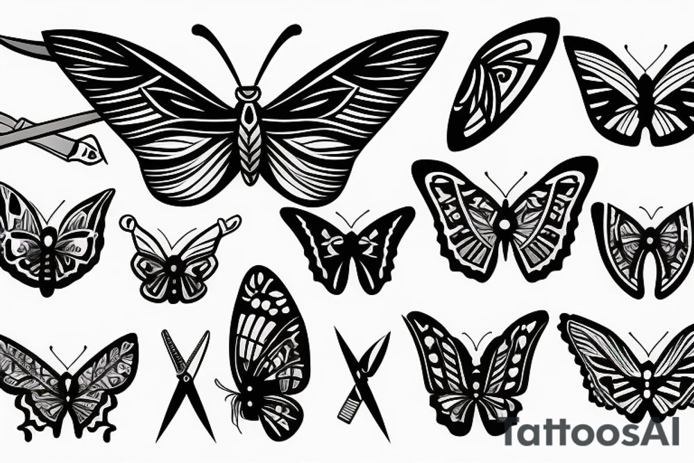 Butterfly with knife tattoo idea