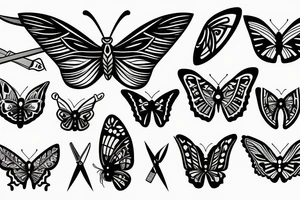 Butterfly with knife tattoo idea