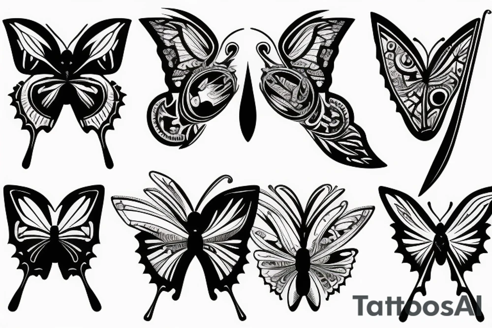 Butterfly with knife tattoo idea