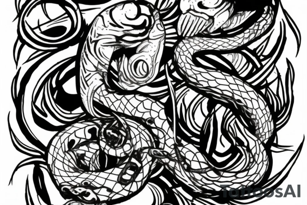 scorpio and snake wraping it tattoo idea