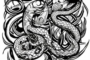 scorpio and snake wraping it tattoo idea