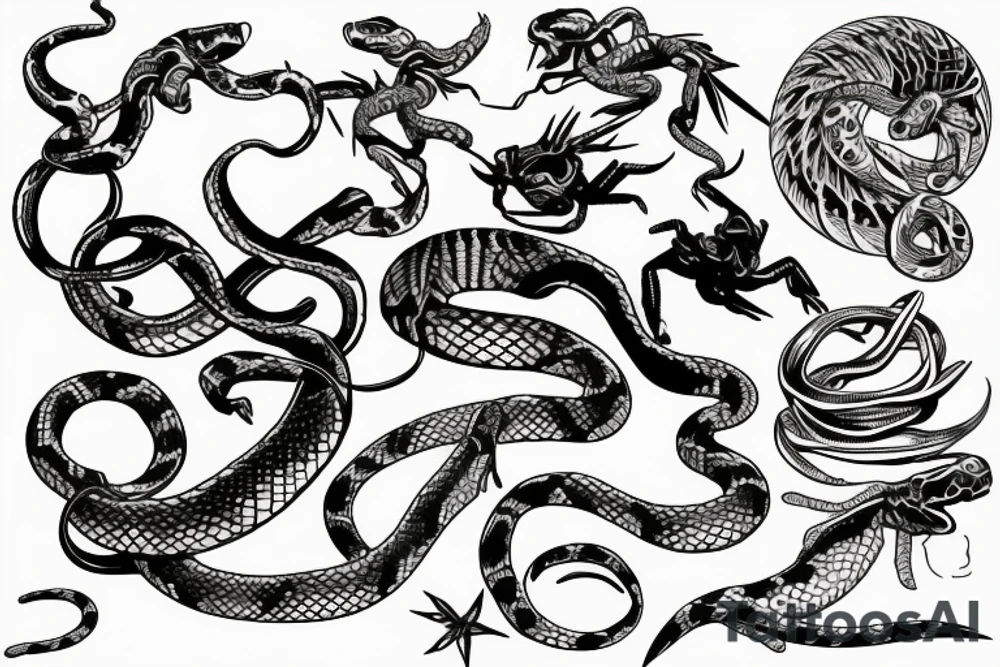 scorpio and snake wrapping it tattoo idea