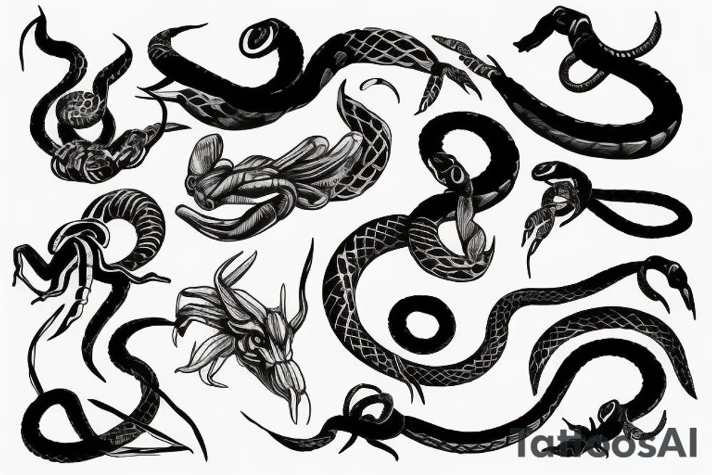 scorpio and snake wrapping it tattoo idea