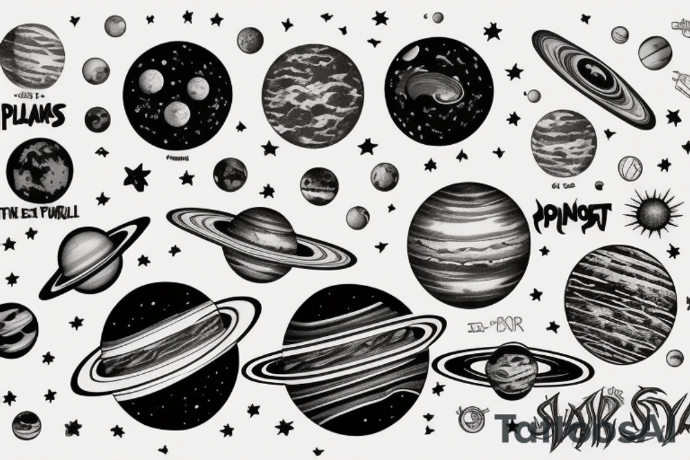 Planets solar system tattoo idea