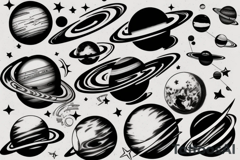 Planets solar system tattoo idea