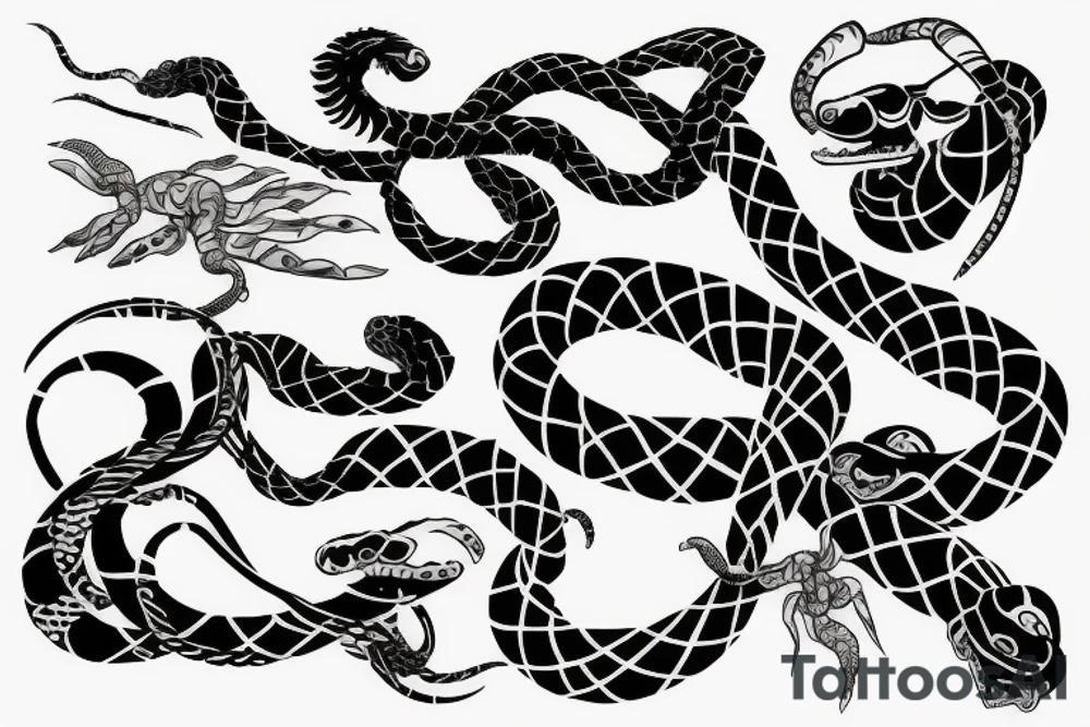 scorpio and snake wrapping it tattoo idea