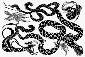 scorpio and snake wrapping it tattoo idea