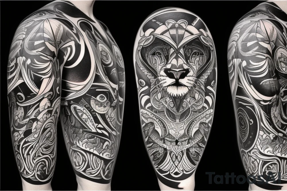 Lion in futuristic style tattoo idea