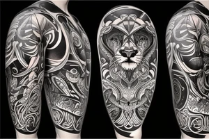 Lion in futuristic style tattoo idea