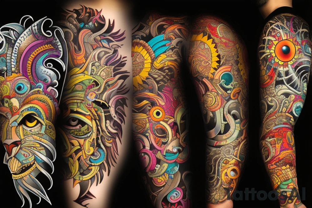 Lion in futuristic style tattoo idea