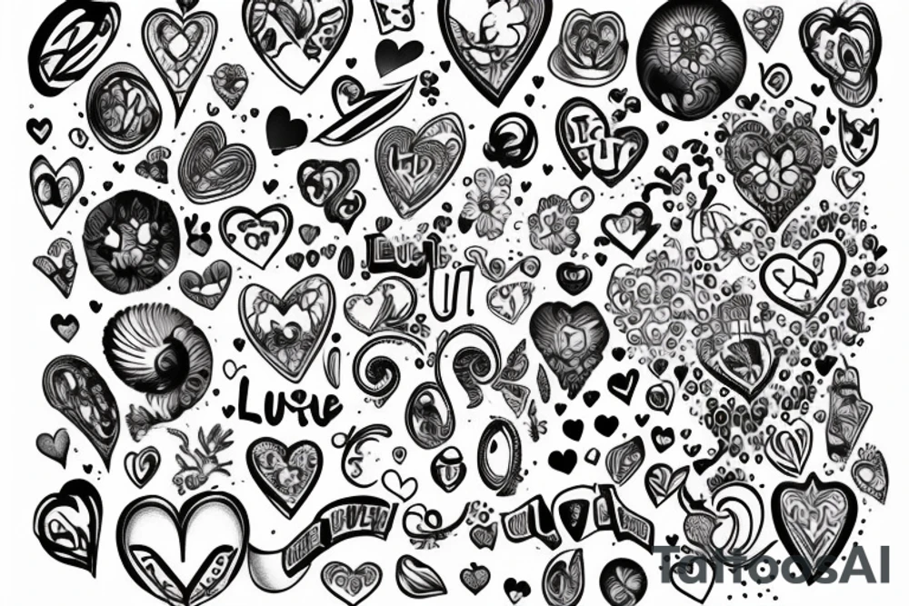 Diezel + Lu = Love. Digital reality style tattoo idea