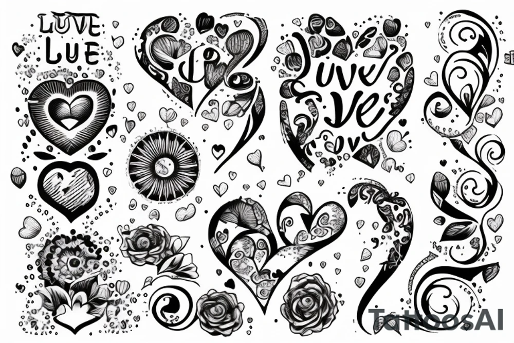 Diezel + Lu = Love. Digital reality style tattoo idea