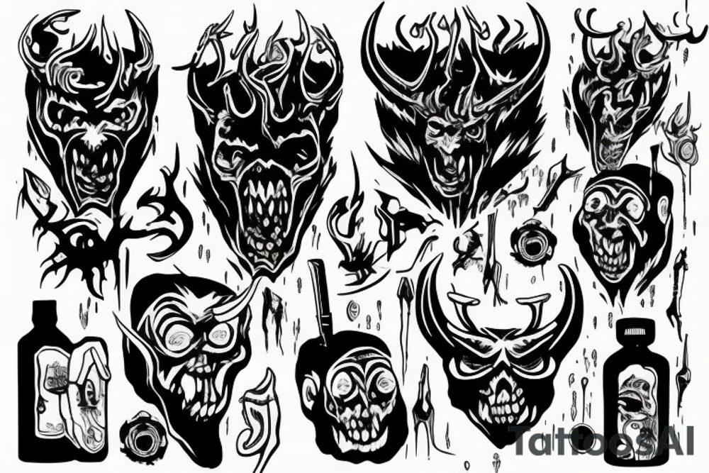satan drink blood tattoo idea