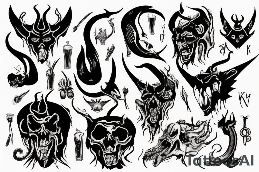 satan drink blood tattoo idea
