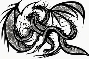 Black dragon with psychology tattoo idea