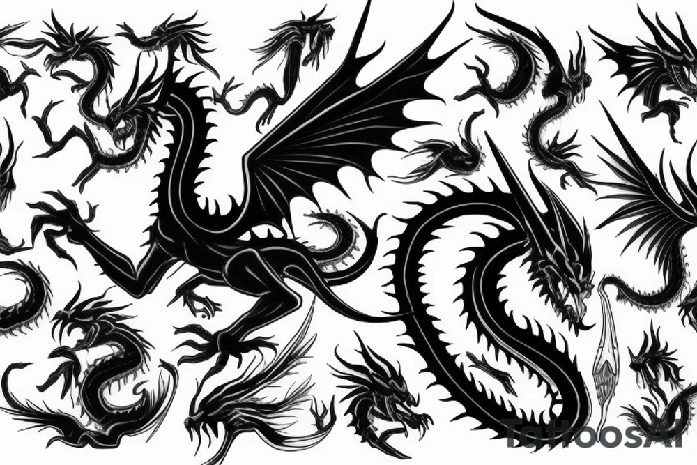 Black dragon with psychology tattoo idea