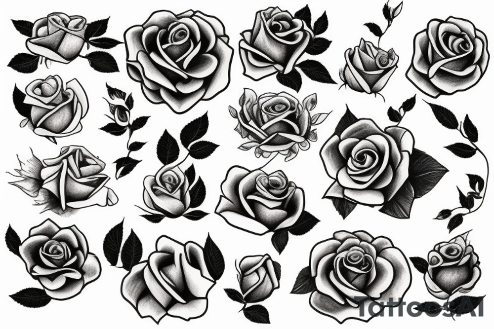 Rose and flowers tattoo idea