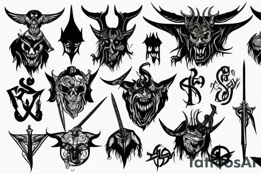 satan with sword tattoo idea