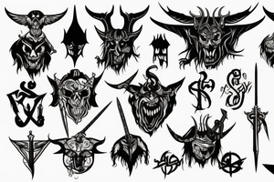 satan with sword tattoo idea