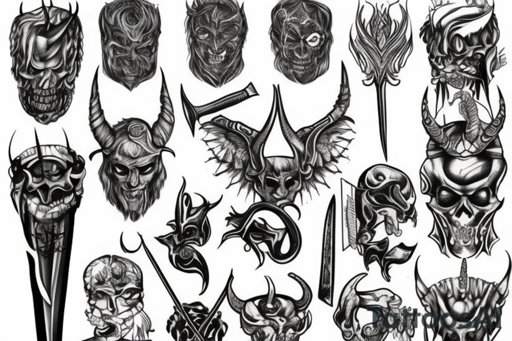 satan with sword tattoo idea
