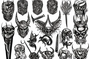 satan with sword tattoo idea