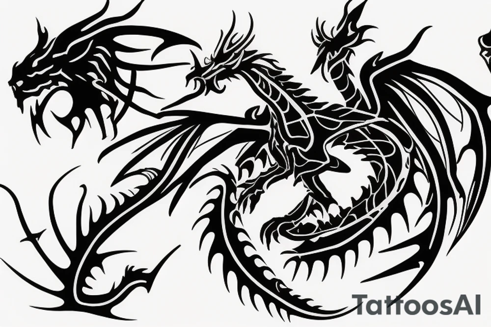 Black dragon with psychology symbol tattoo idea